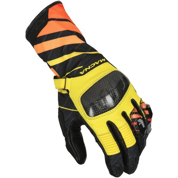 Manusi Moto Touring Macna Manusi Moto Piele/Textil KROWN Black/Yellow/Orange