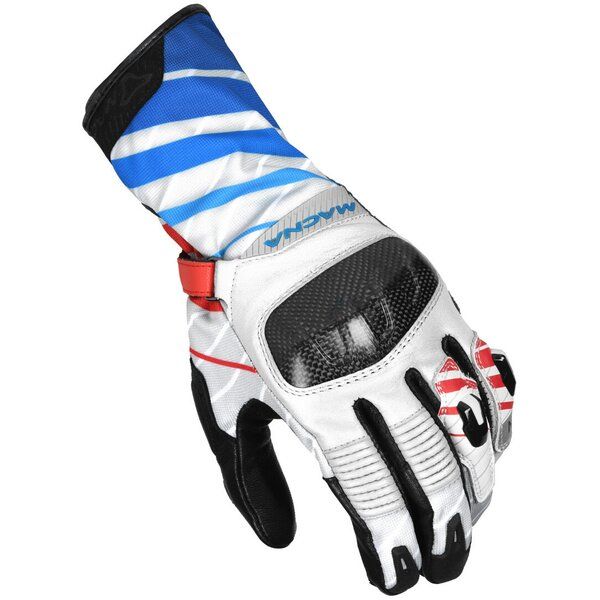 Manusi Moto Touring Macna Manusi Moto Piele/Textil KROWN White/Blue
