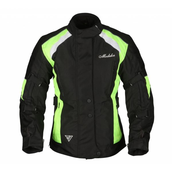 Textile Womens Jackets Modeka Textile Moto Jacket Lady Janika Black/Neon