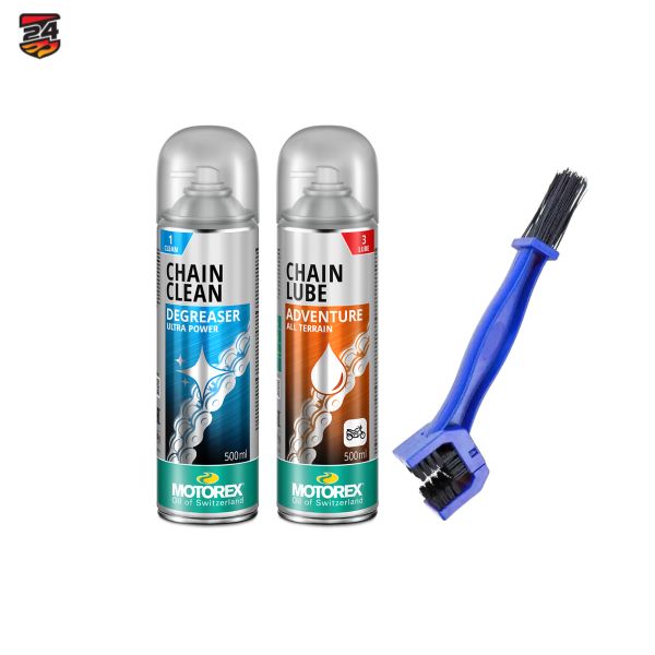 Chain lubes Moto24 Essentials Kit Chain Cleaning+Lube Motorex Adventure