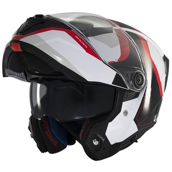 Casti Moto Flip-up (Modulabile) MT Helmets Casca Moto Flip-Up Atom 2 SV Emalla B0 Black/White/Glossy Red