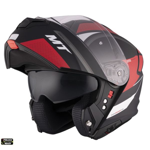 Casti Moto Flip-up (Modulabile) MT Helmets Casca Moto Flip-Up Genesis SV Cave A5 Black/White/Matt Red