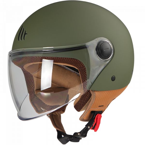 Jet helmets MT Helmets Jet Moto Helmet Street Solid A6 Matt Green