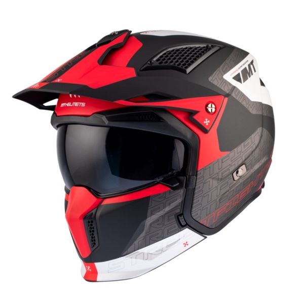 Casti Moto Jet (Open Face) MT Helmets Casca Moto Open Face/Jet Streetfighter SV S B15 Totem Black/White/Grey/Matt Red