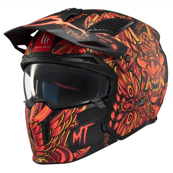 Casti Moto Jet (Open Face) MT Helmets Casca Moto Open Face/Jet Streetfighter SV S B5 Hellish Black/Matt Red