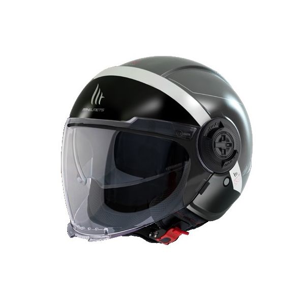 Casti Moto Jet (Open Face) MT Helmets Casca Moto Open Face/Jet Viale SV S 68 Unit A5 Black/White/Grey Matt