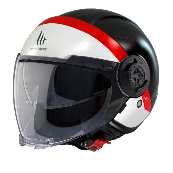 Casti Moto Jet (Open Face) MT Helmets Casca Moto Open Face/Jet Viale SV S 68 Unit A5 Black/White/Red Matt