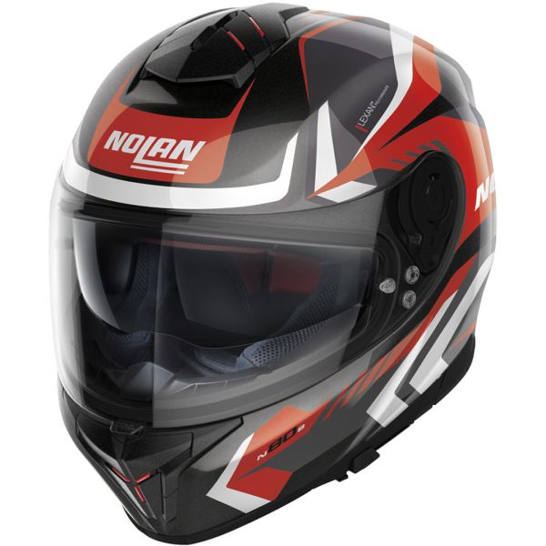 Casti Moto Integrale Nolan Casca Moto Full-Face N80-8 Rumble N-Com Metal Black Red/White 24