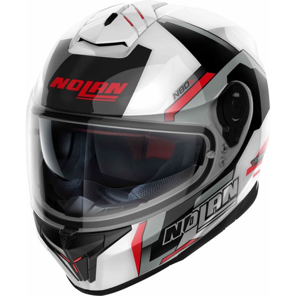 Casti Moto Integrale Nolan Casca Moto Full-Face N80-8 Wanted N-Com Metal Wite Red/Black/Silver 24