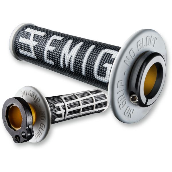 Grips Enduro/MX Odi Emig Racing V2 Half Waffle Grip Black/White-H36embw