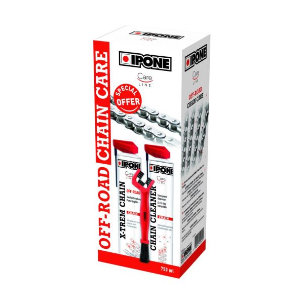 Chain lubes IPONE Off Road Chain ??Care Chain ??Cleaning And Lubrication Kit (2 X 750Ml) With A Brush