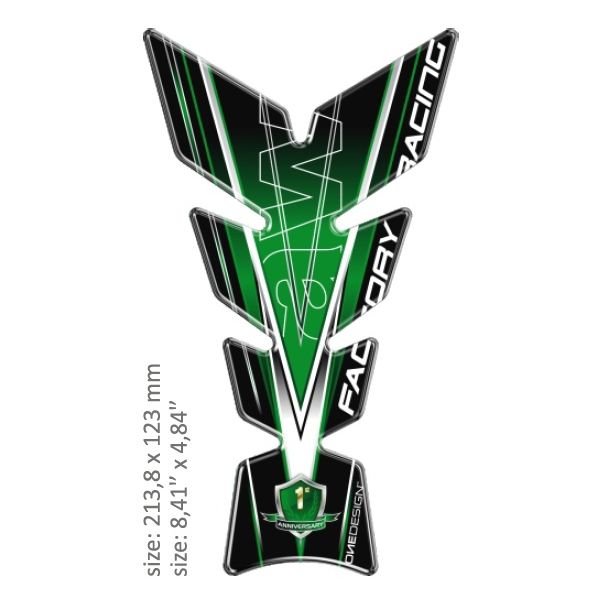 Motorcycle TankPads OneDesign Universal Tank Pad Gloss Green/white/black Resin/polyurethan Multi 43010560