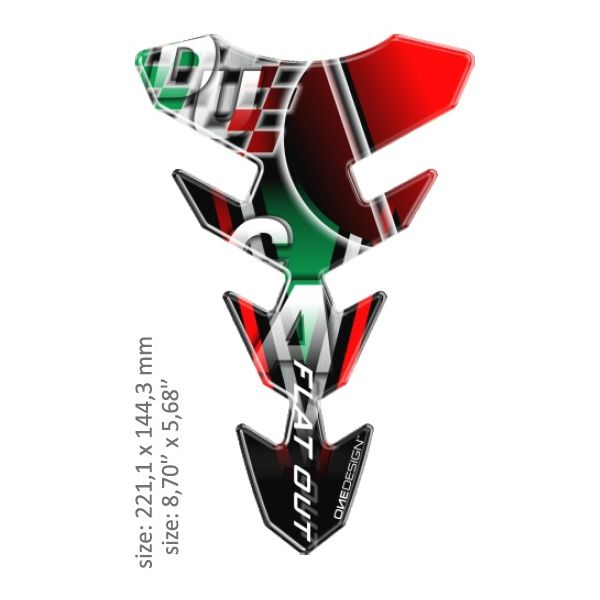 Motorcycle TankPads OneDesign Universal Tank Pad Gloss Red/green/white/black Ducati Design Multi 43010531