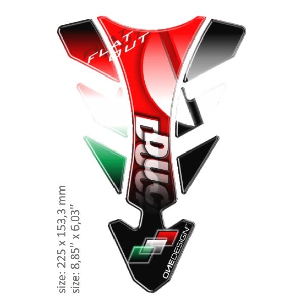 Motorcycle TankPads OneDesign Universal Tank Pad Gloss Red/white/black Resin/polyurethane Multi 43010550