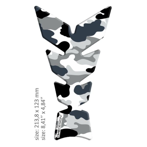 Motorcycle TankPads OneDesign Universal Tank Pad Matt Black/gray/white Camouflage Arctic Design Camouflage	/Multi 43010570