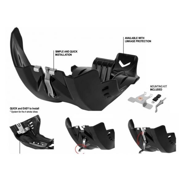 Shields and Guards Polisport Husqvarna TC/TE 250/300 19-20 Skid Plate With Linkage Protection