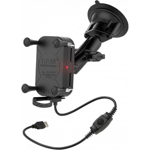 Handlebar Mounts Phone/GPS Ram Mounts Tough-charge Waterproof Wireless Charging Suction Cup Mount - Ram-b-166-un12w