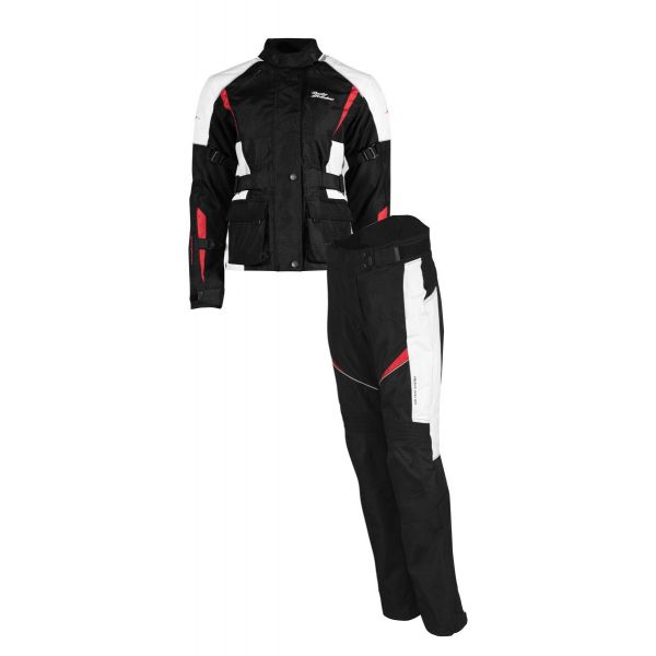 Combo Geaca/Pantalon ATV Rusty Stitches Combo Geaca + Pantaloni Textili Moto Dama Jenny Black-White-Red