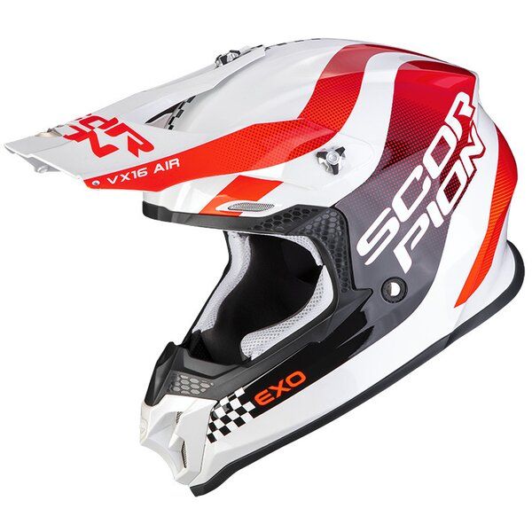 Casti Cross-Enduro Scorpion Exo Casca Moto Enduro Vx-16 Air Soul Alb/Rosu