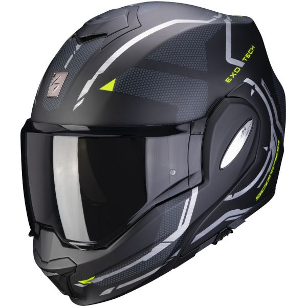 Flip up helmets Scorpion Exo Moto Helmet Flip-Back Exo-Tech Square Matt Black/Neon Yellow 2021
