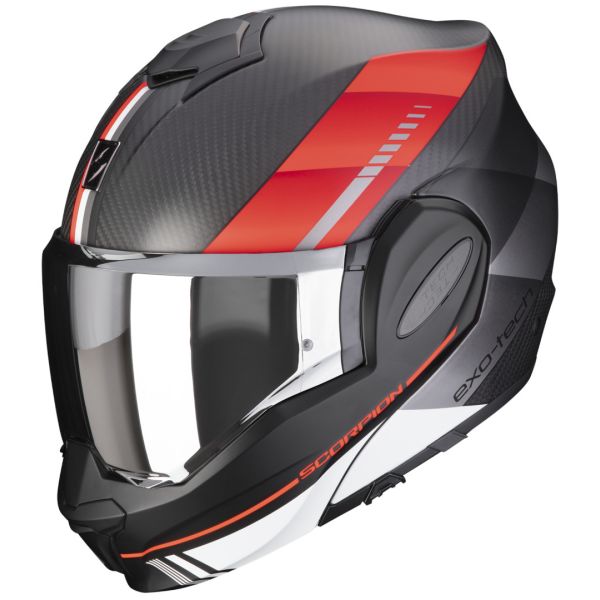 Casti Moto Flip-up (Modulabile) Scorpion Exo Casca Moto Flip-Up Exo Tech Evo Carbon Genus Black Matt/Red 24