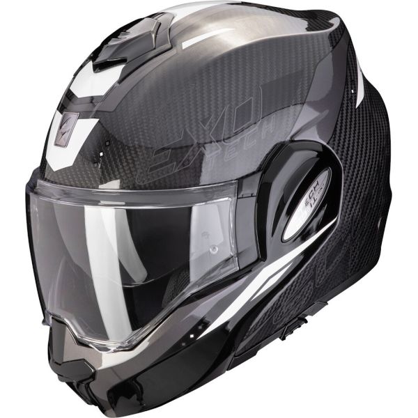 Casti Moto Flip-up (Modulabile) Scorpion Exo Casca Moto Flip-Up Exo Tech Evo Carbon Rover Black/White 24