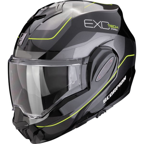Casti Moto Flip-up (Modulabile) Scorpion Exo Casca Moto Flip-Up Exo Tech Evo Pro Commuta Black/Silver/Yellow 24