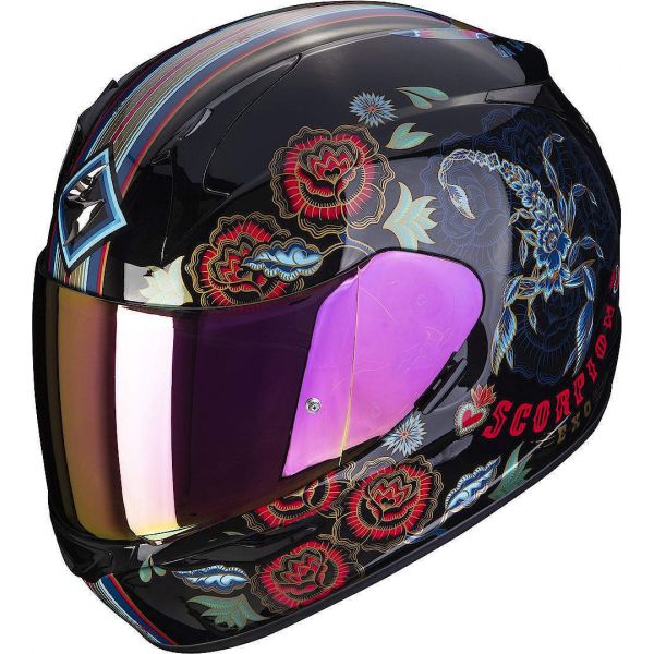 Full face helmets Scorpion Exo Moto Full-Face Helmet Exo-390 Chica II Black/Blue/Red 2022