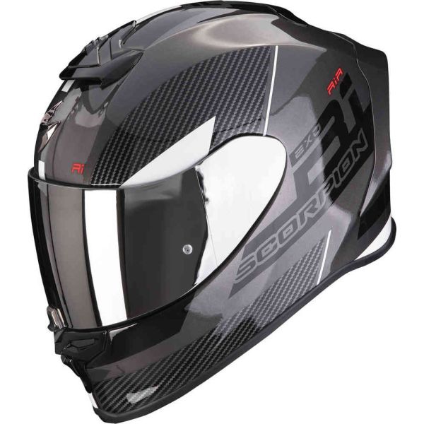 Casti Moto Integrale Scorpion Exo Casca Moto Full-Face/Integrala Exo R1 Evo Air Final Argintiu/Negru/Alb