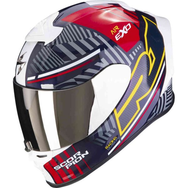 Casti Moto Integrale Scorpion Exo Casca Moto Full-Face/Integrala Exo R1 Evo Air Victory Alb/Albastru/Rosu