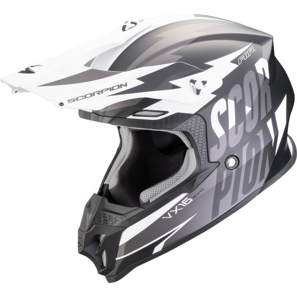 Casti Cross-Enduro Scorpion Exo Casca Moto MX/Enduro VX-16 Evo Air Slanter Black Matt/Silver 24