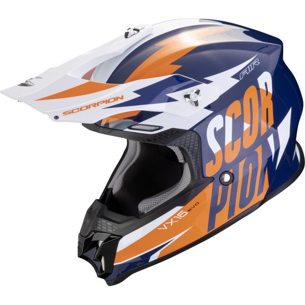 Casti Cross-Enduro Scorpion Exo Casca Moto MX/Enduro VX-16 Evo Air Slanter Blue/Orange 24