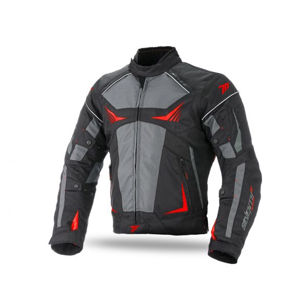 Textile jackets Seventy SD-JR55 Black/Gray/Red Textile Waterproof