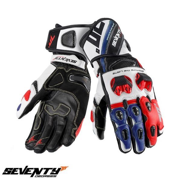 Manusi Moto Sport si Piele Seventy Manusi Moto Piele SD-R12 Black/Blue/Red