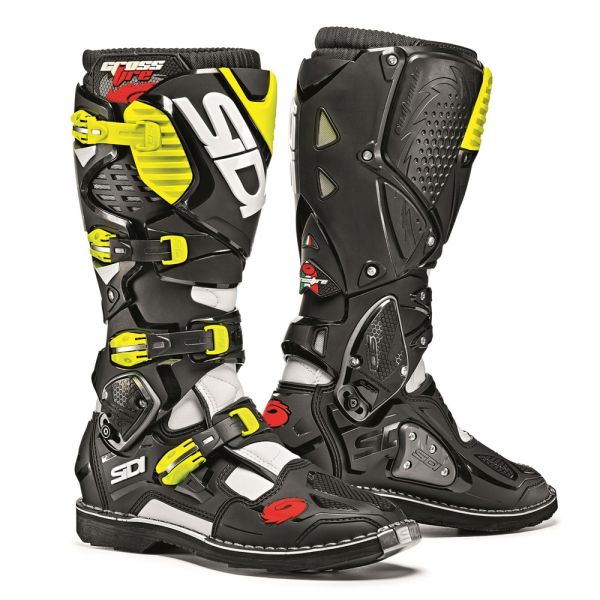Cizme MX-Enduro Sidi Cizme Moto Crossfire 3 White-Black-Yellow Fluo