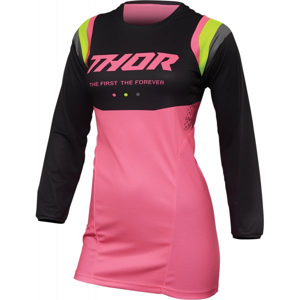 Tricouri MX-Enduro Thor Tricou Enduro Dama Pulse Rev Charcoal/Pink