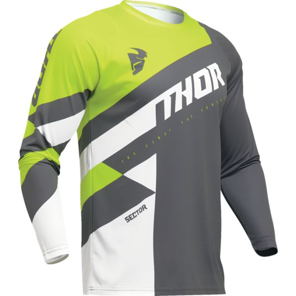 Tricouri MX-Enduro Copii Thor Tricou Moto Mx/Enduro Copii Sector Checker Charcoal/Acid 2024