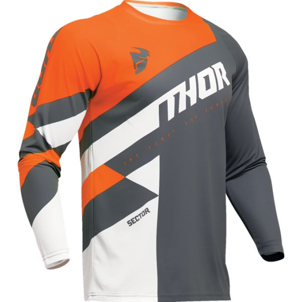 Tricouri MX-Enduro Copii Thor Tricou Moto Mx/Enduro Copii Sector Checker Charcoal/Orange 2024