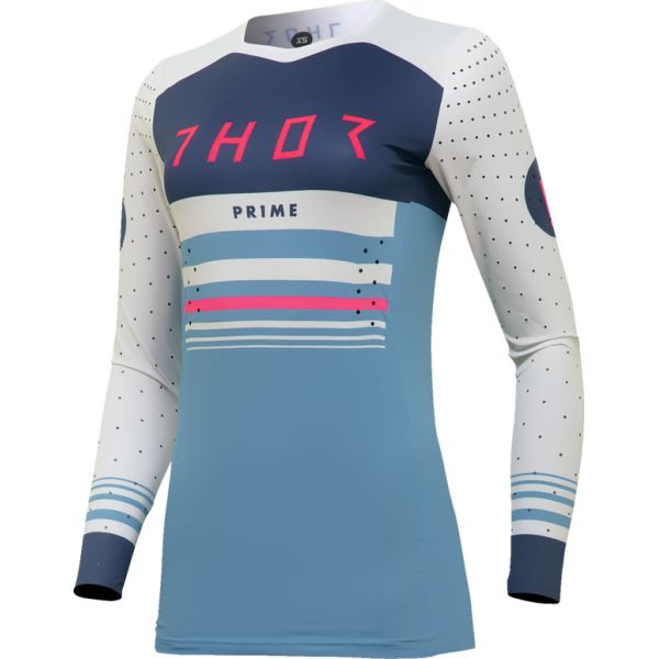 Tricouri MX-Enduro Thor Tricou Moto Mx/Enduro Dama Prime Blaze 
Blue Steel/Vintage White 2024