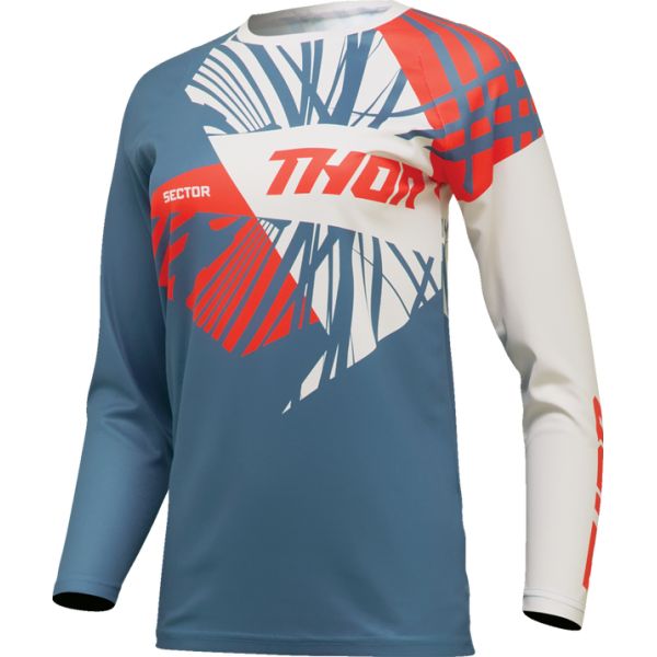 Tricouri MX-Enduro Thor Tricou Moto Mx/Enduro Dama Sector Split 
Blue Steel/Vintage White 2024