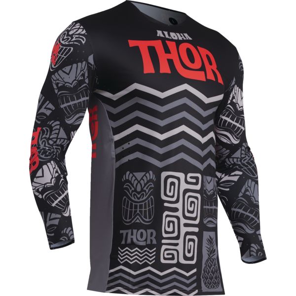 Tricouri MX-Enduro Thor Tricou Moto MX/Enduro Prime Aloha  Black/Gray 24