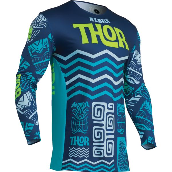 Tricouri MX-Enduro Thor Tricou Moto MX/Enduro Prime Aloha  Navy/Aqua 24