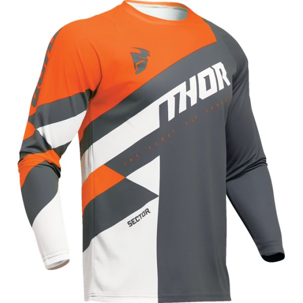 Tricouri MX-Enduro Thor Tricou Moto Mx/Enduro Sector Checker Charcoal/Orange 2024
