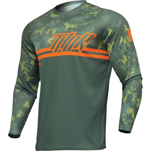 Tricouri MX-Enduro Thor Tricou Moto Mx/Enduro Sector Digi Forest Green/Camo 2024