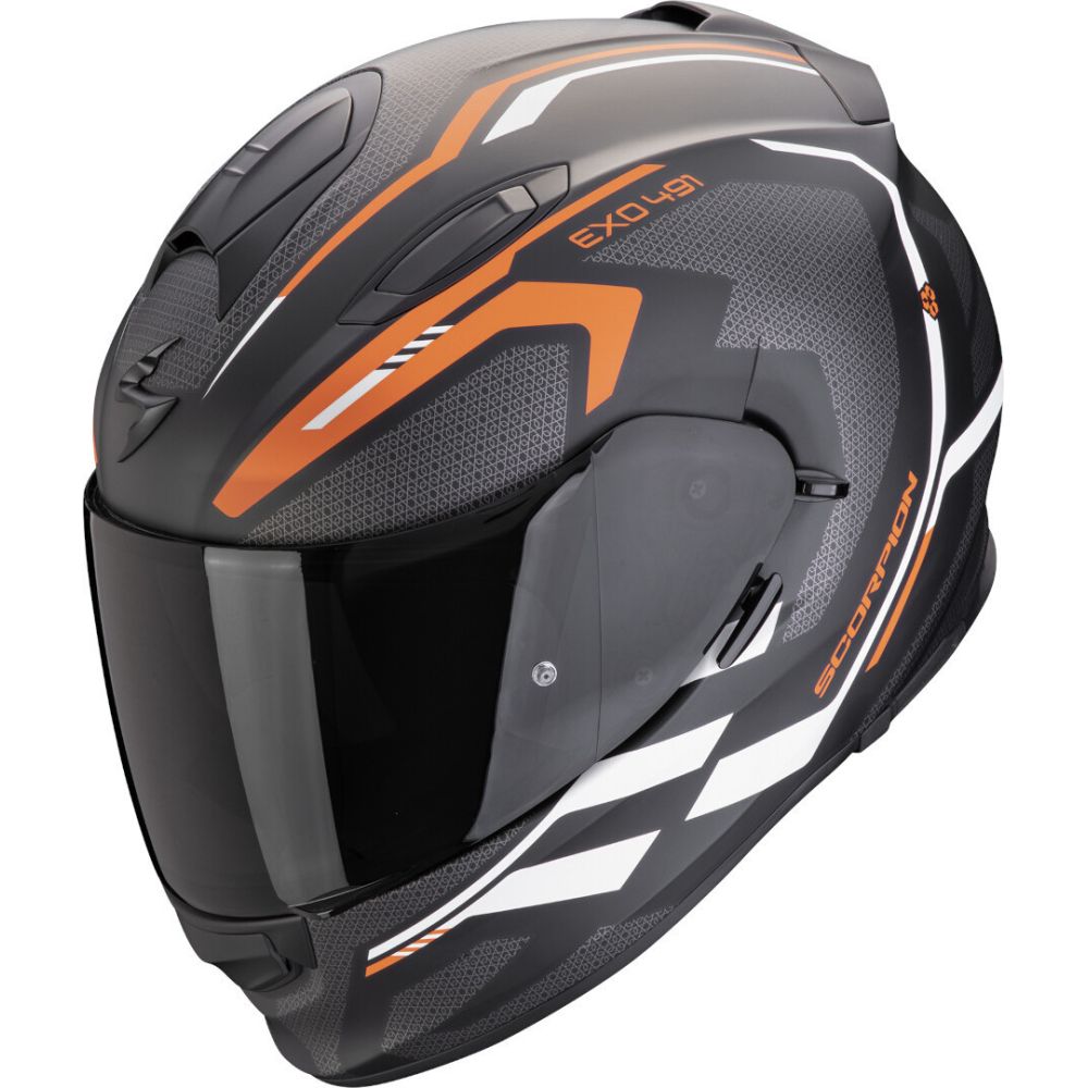 Full-Face Moto Helmet EXO 491 Kripta Black Matt/Orange 24