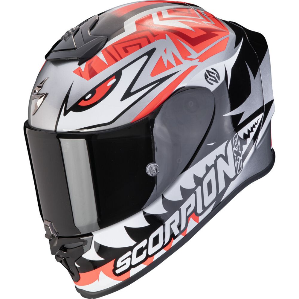 Full-Face Moto Helmet EXO R1 Evo Air Zaccone Replica Silver/Black/Red 24