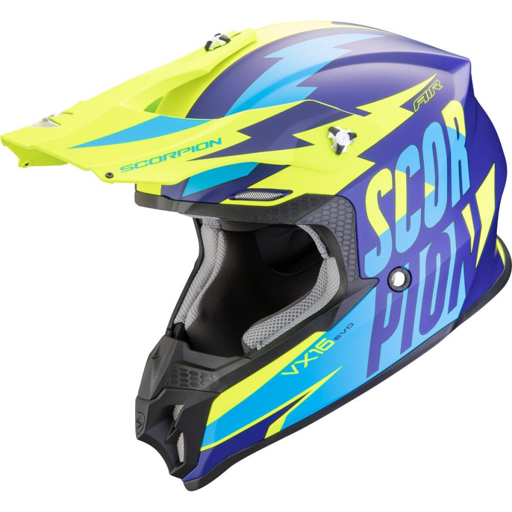MX/Enduro Moto Helmet VX-16 Evo Air Slanter Blue Matt/Yellow Fluo 24
